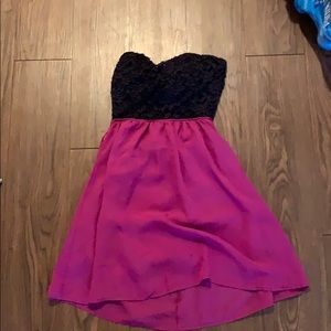 Pink backless and strapless dress